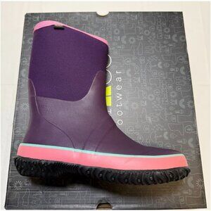 MCIKCC Kids Waterproof Rubber Rain/Snow Boots Purple/Pink Size 5 NEW